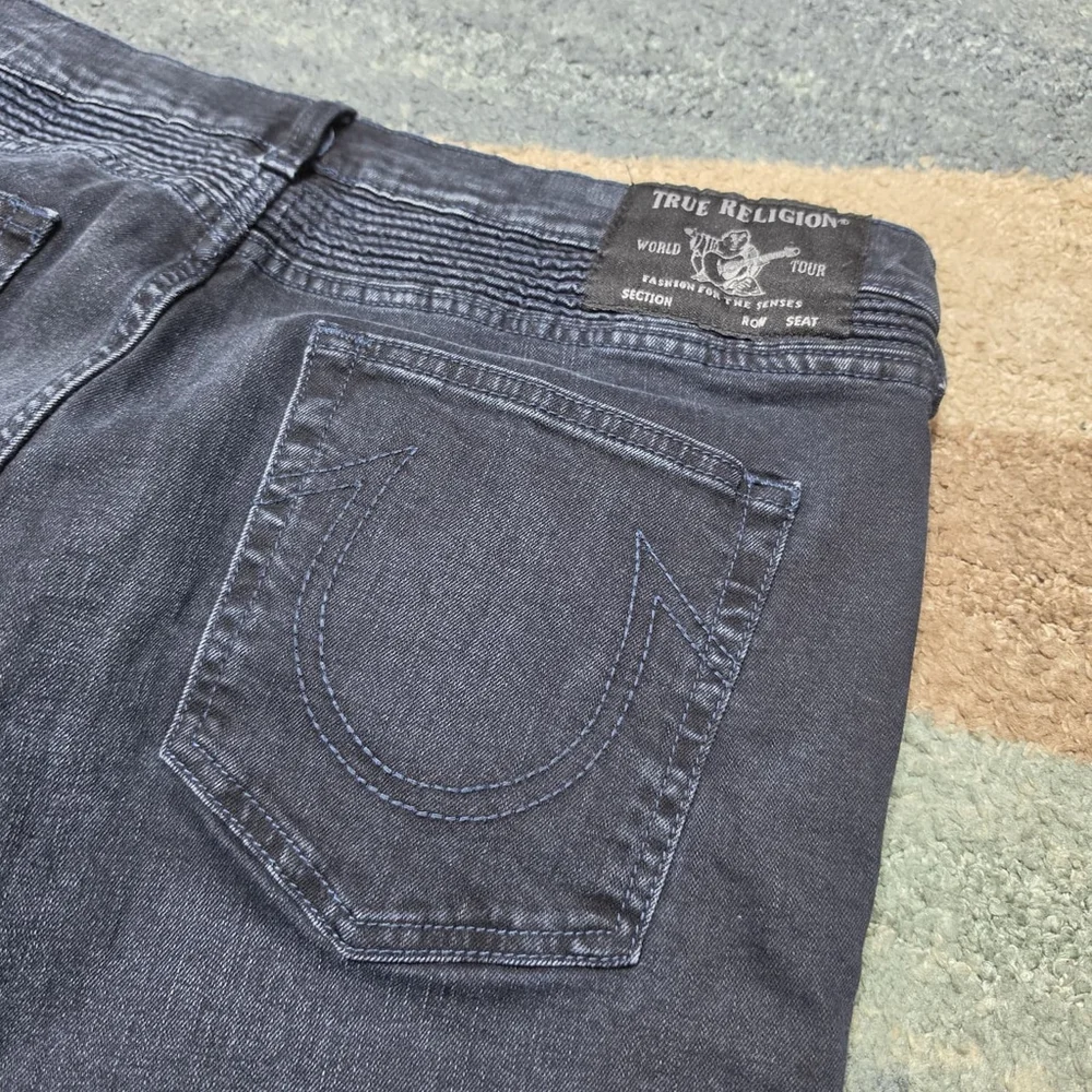 True Religion Rocco Moto Jeans Mens 36 Gray Relaxed Skinny Biker